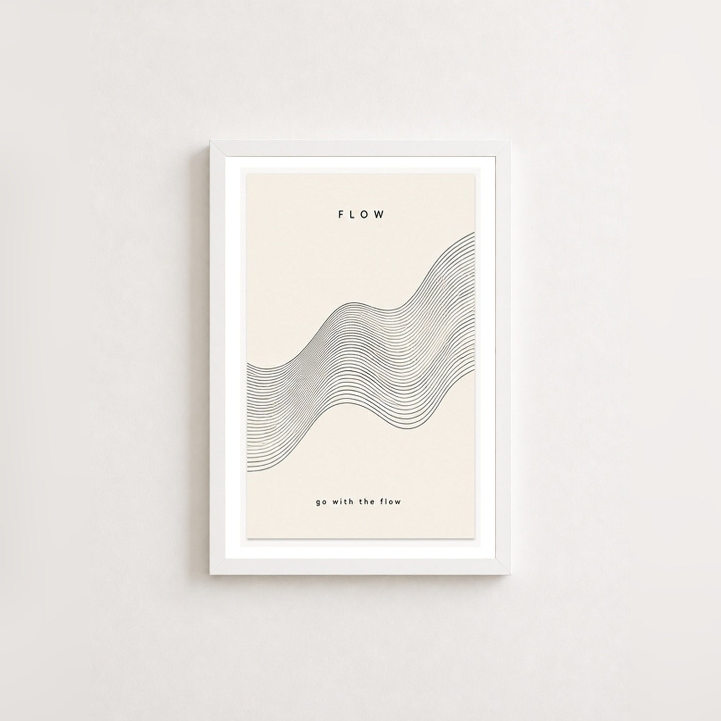 Flow Dalgaları – Minimal Çerçeveli Poster — Beyaz — Paspartulu — TabloLab