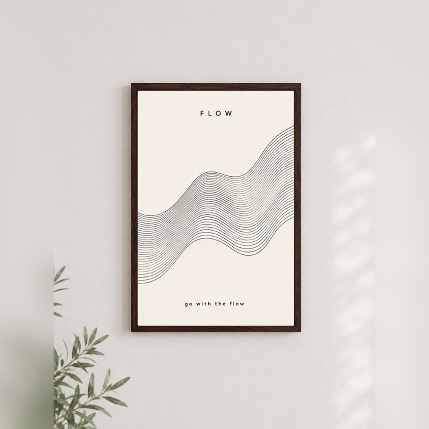 Flow Dalgaları – Minimal Çerçeveli Poster — Ceviz — Paspartusuz — TabloLab