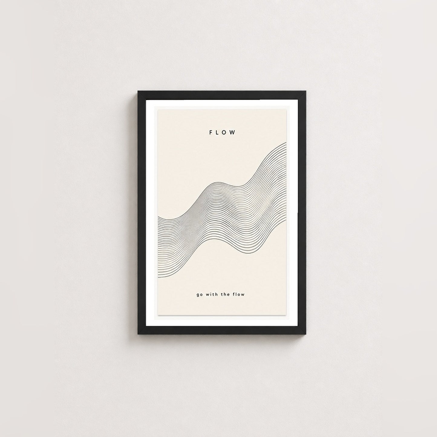 Flow Dalgaları – Minimal Çerçeveli Poster — Siyah — Paspartulu — TabloLab