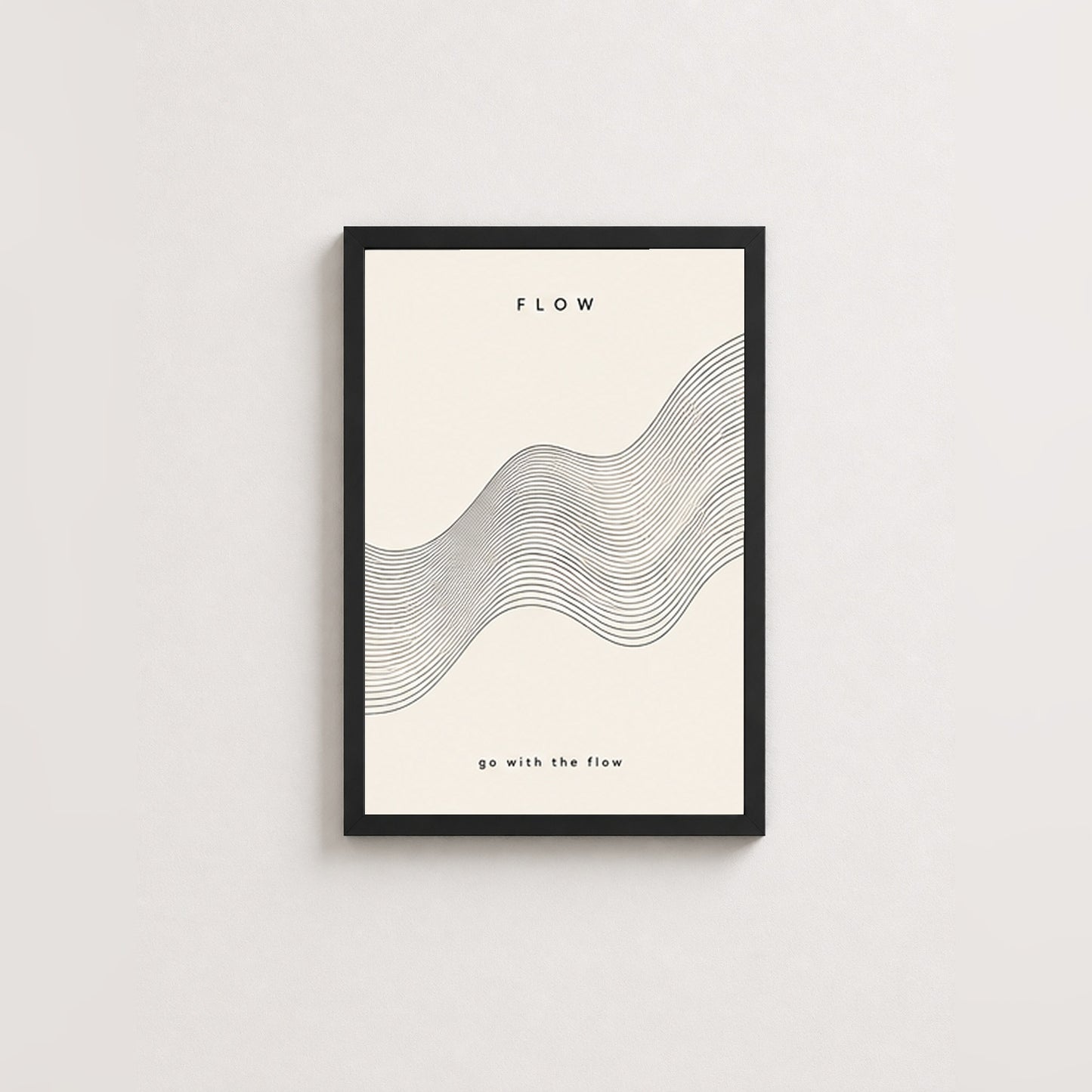Flow Dalgaları – Minimal Çerçeveli Poster — Siyah — Paspartusuz — TabloLab