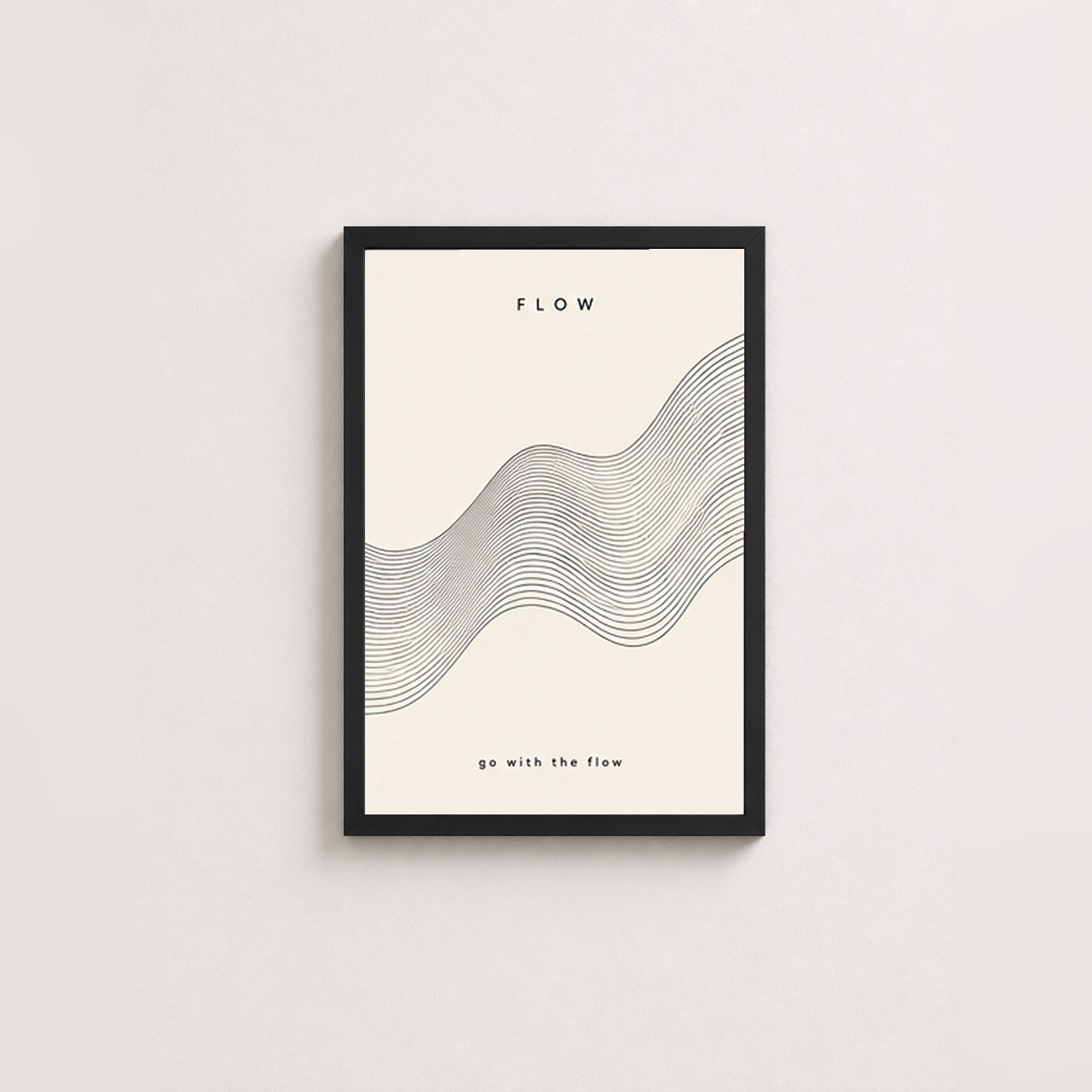 Flow Dalgaları – Minimal Çerçeveli Poster — Siyah — Paspartusuz — TabloLab