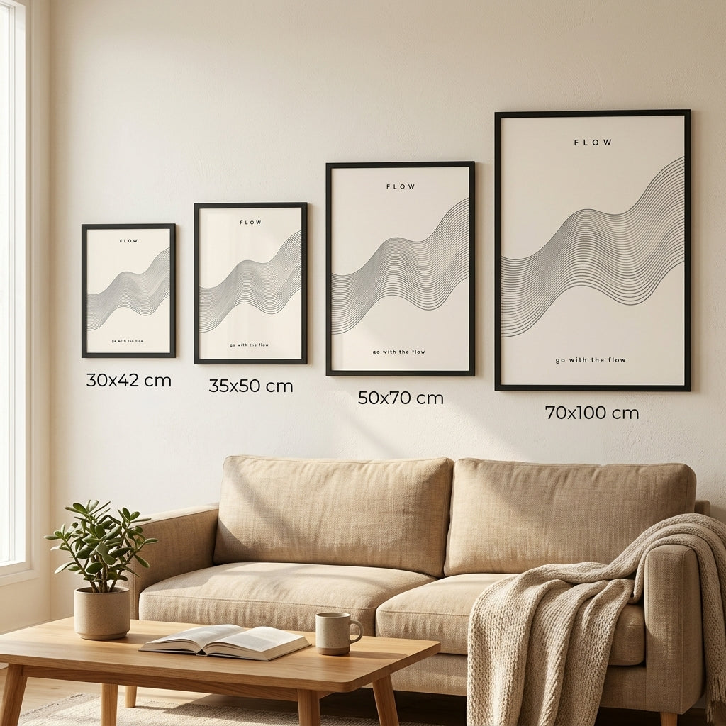 Flow Dalgaları – Minimal Çerçeveli Poster — Siyah — Paspartusuz — TabloLab