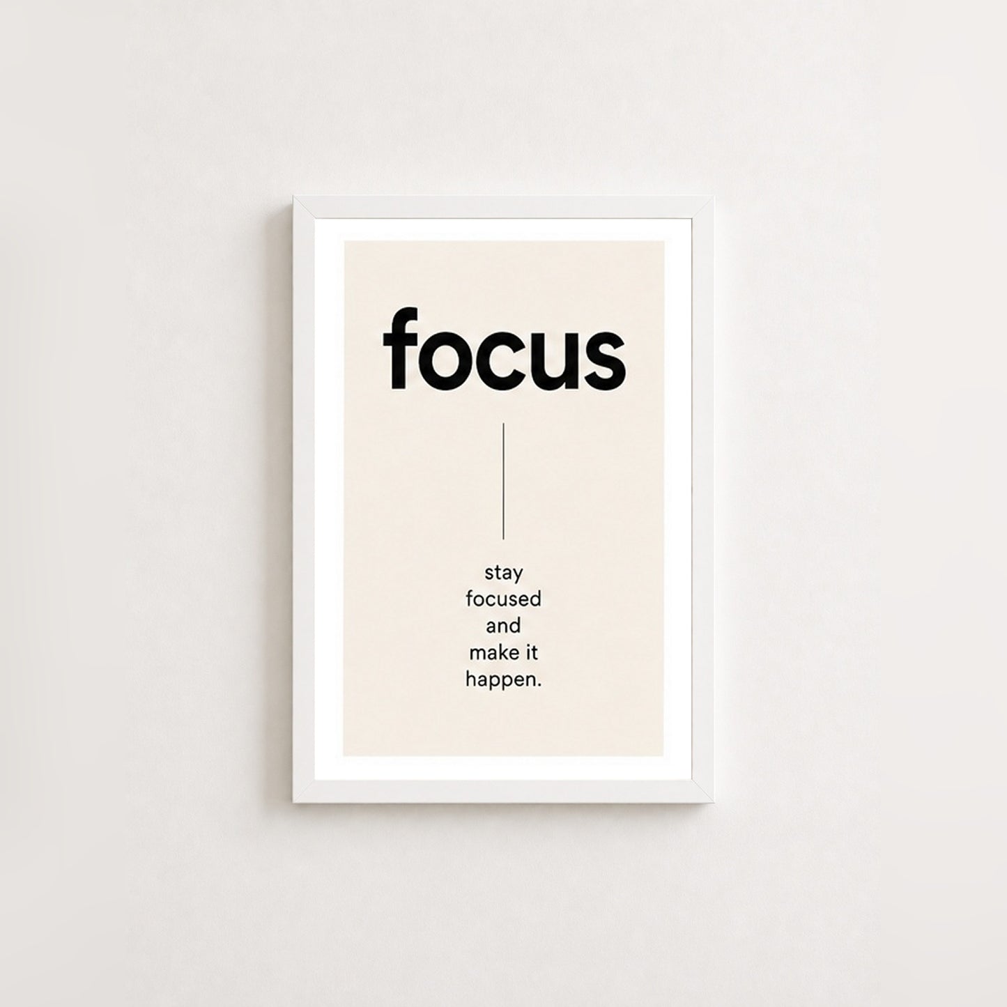 Focus Motivasyon – Minimal Çerçeveli Poster — Beyaz — Beyaz Kenarlı — TabloLab