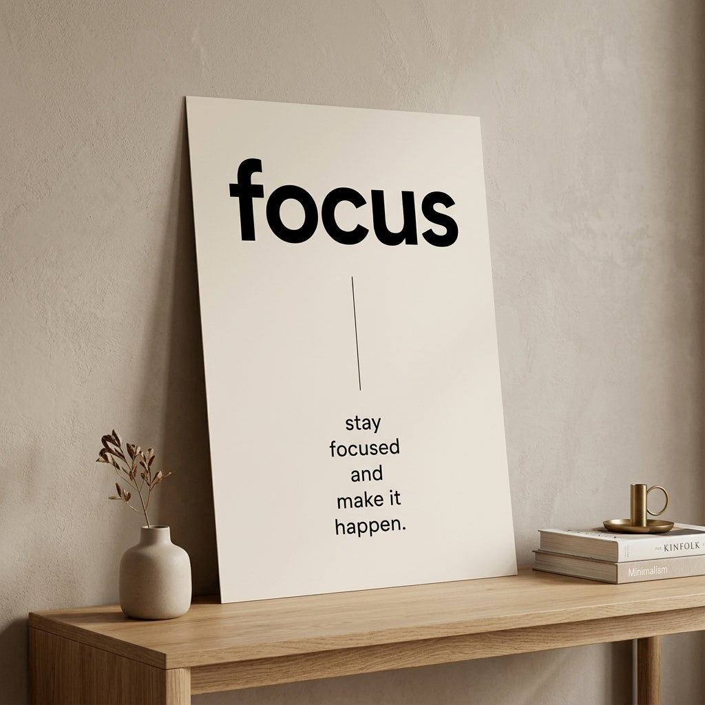 Focus Motivasyon – Minimal Çerçeveli Poster — Çerçevesiz — Tam Baskı — TabloLab