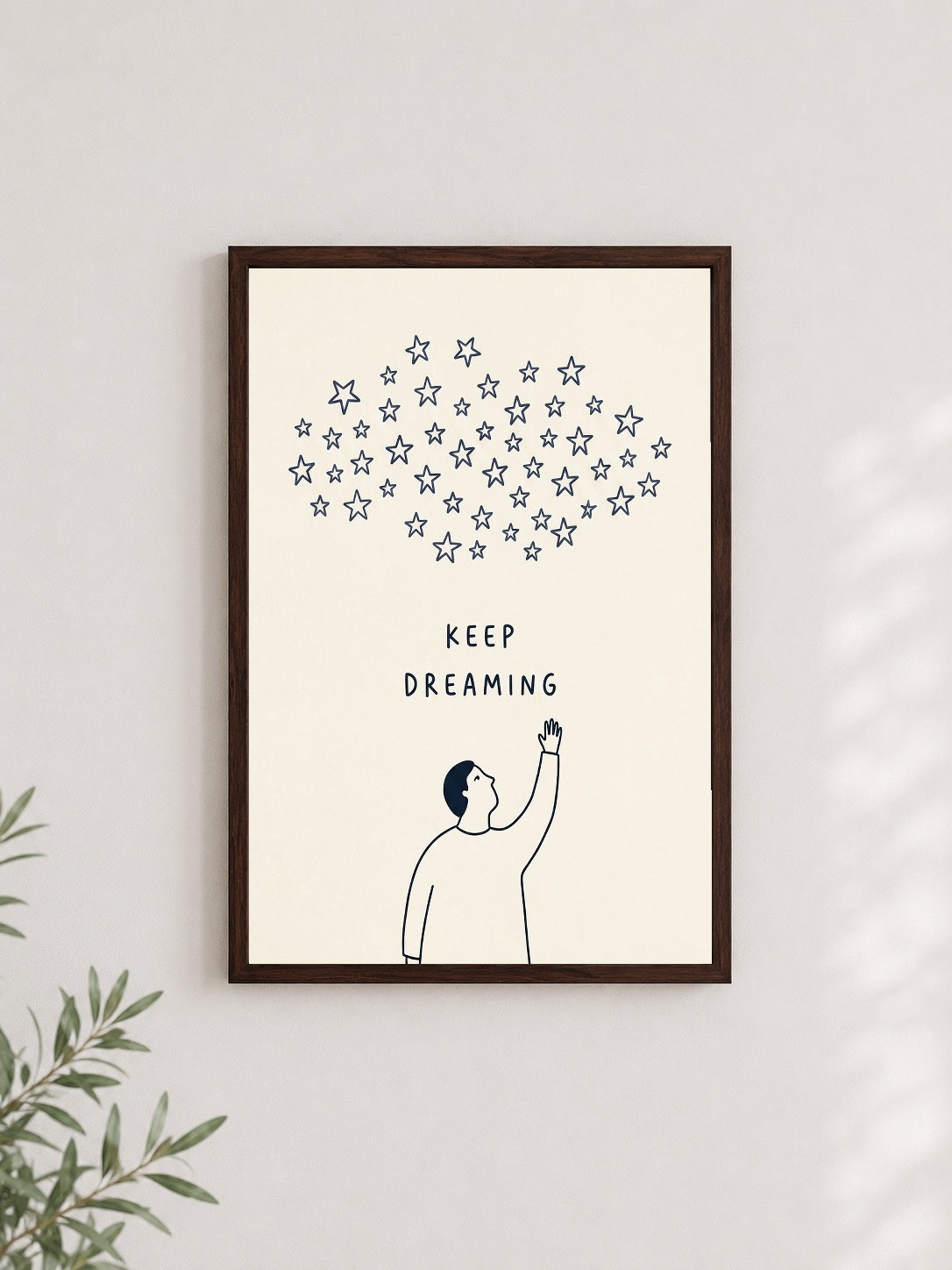 Gökyüzü Hayalleri – Minimalist Çerçeveli Poster — Ceviz Çerçeve — TabloLab