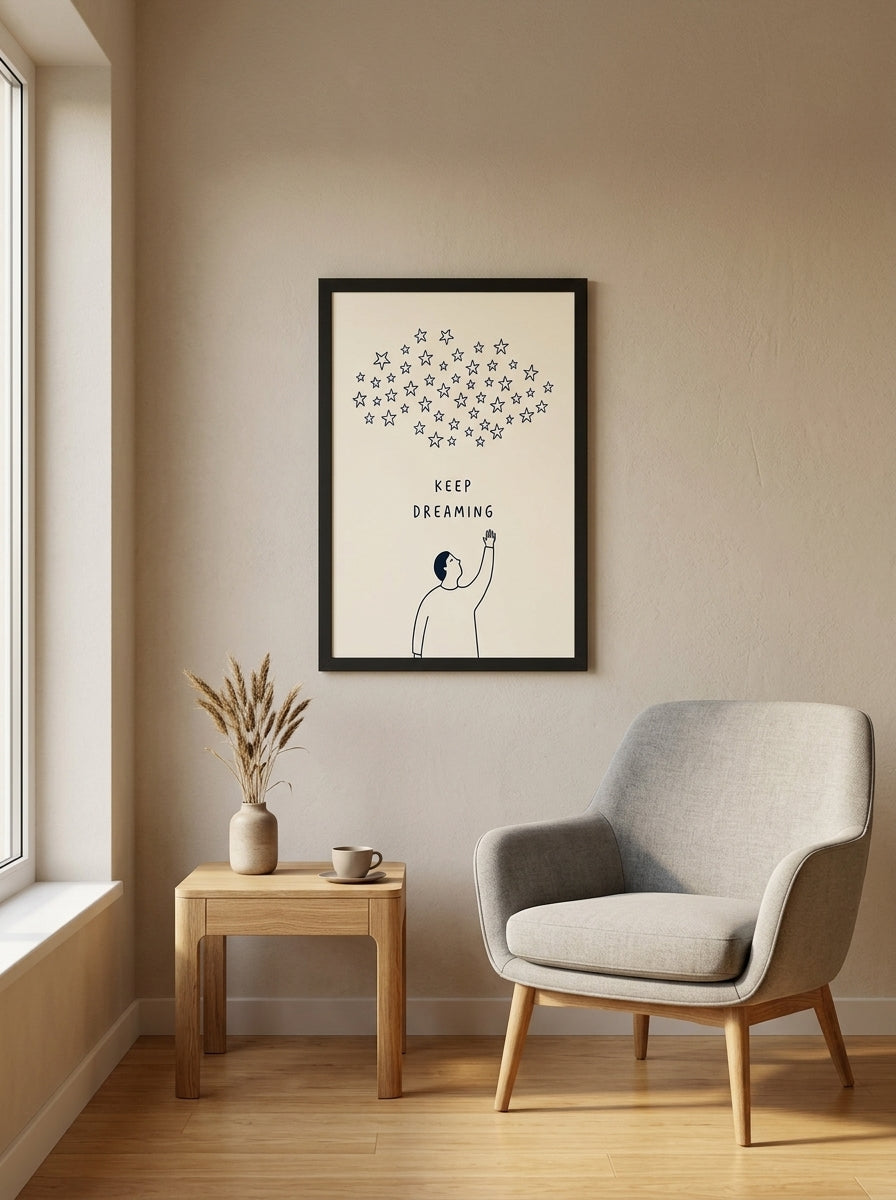 Gökyüzü Hayalleri – Minimalist Çerçeveli Poster — Siyah Çerçeve — TabloLab