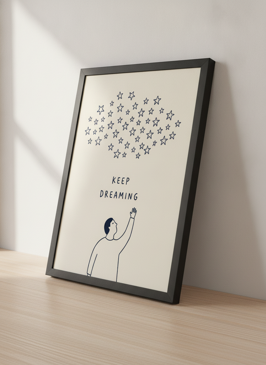 Gökyüzü Hayalleri – Minimalist Çerçeveli Poster — Siyah Çerçeve — TabloLab