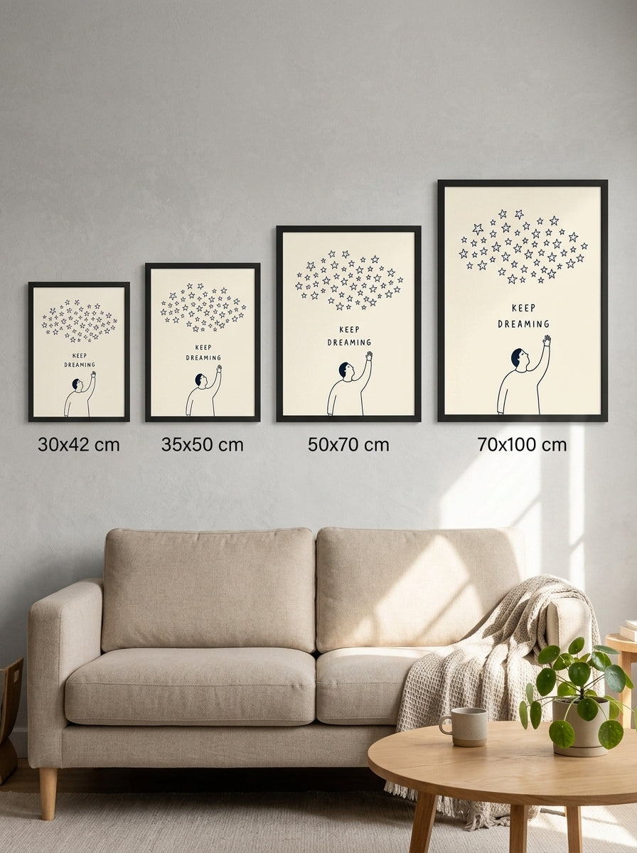 Gökyüzü Hayalleri – Minimalist Çerçeveli Poster — Siyah Çerçeve — TabloLab