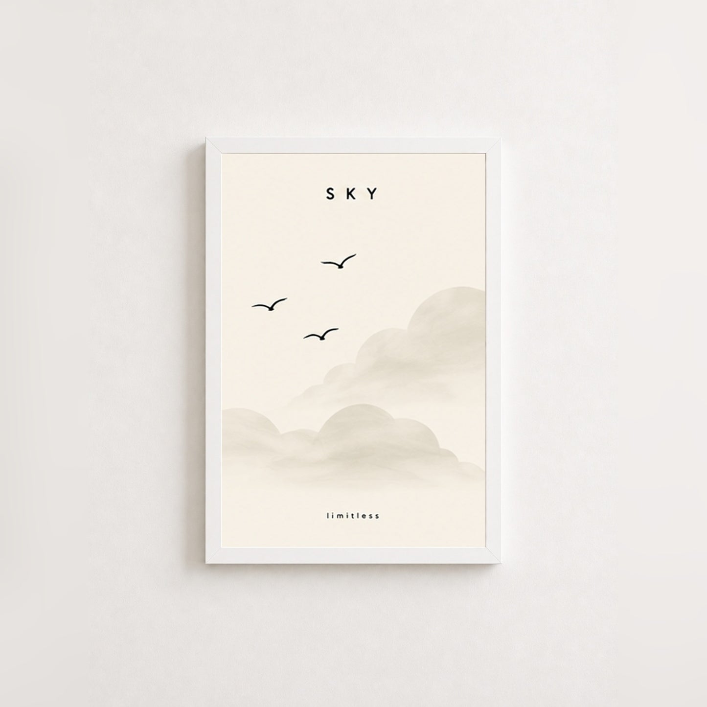 Gökyüzü Özgürlüğü – Minimal Çerçeveli Poster — Beyaz — Paspartusuz — TabloLab