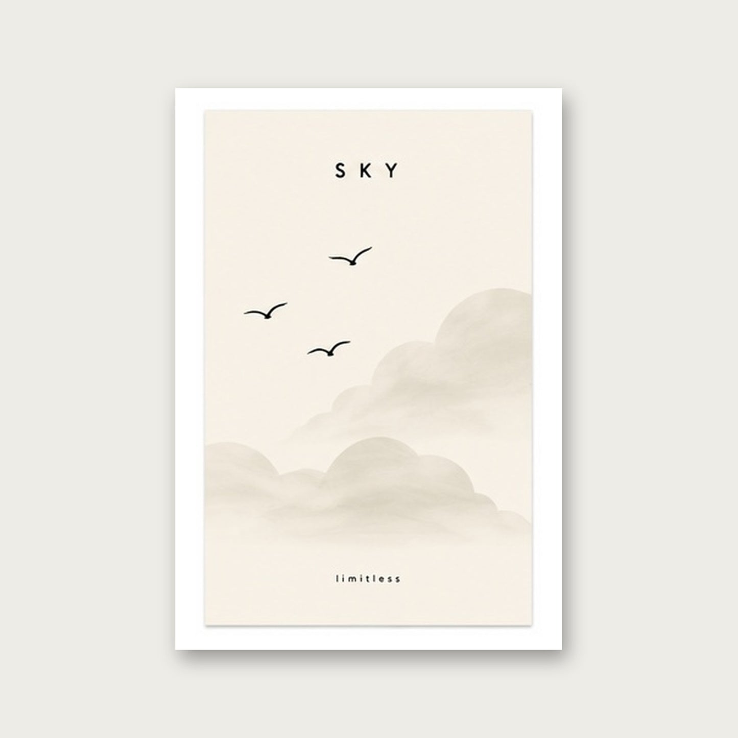 Gökyüzü Özgürlüğü – Minimal Çerçeveli Poster — Çerçevesiz — Paspartulu — TabloLab