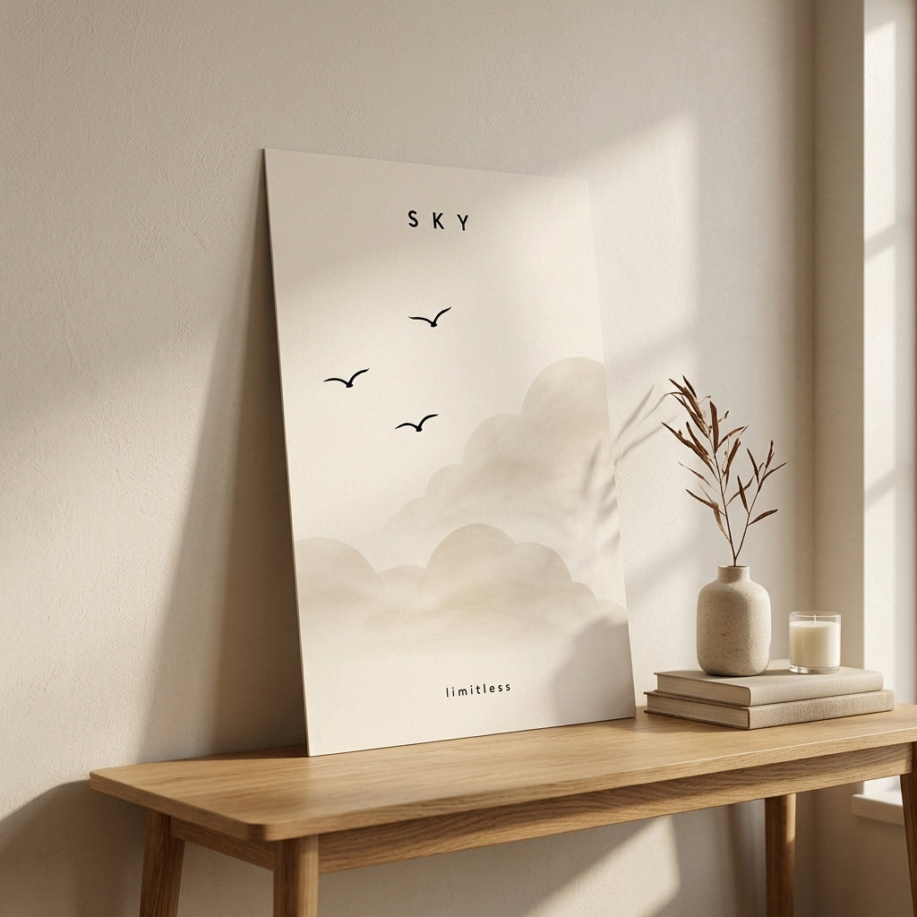 Gökyüzü Özgürlüğü – Minimal Çerçeveli Poster — Çerçevesiz — Paspartusuz — TabloLab