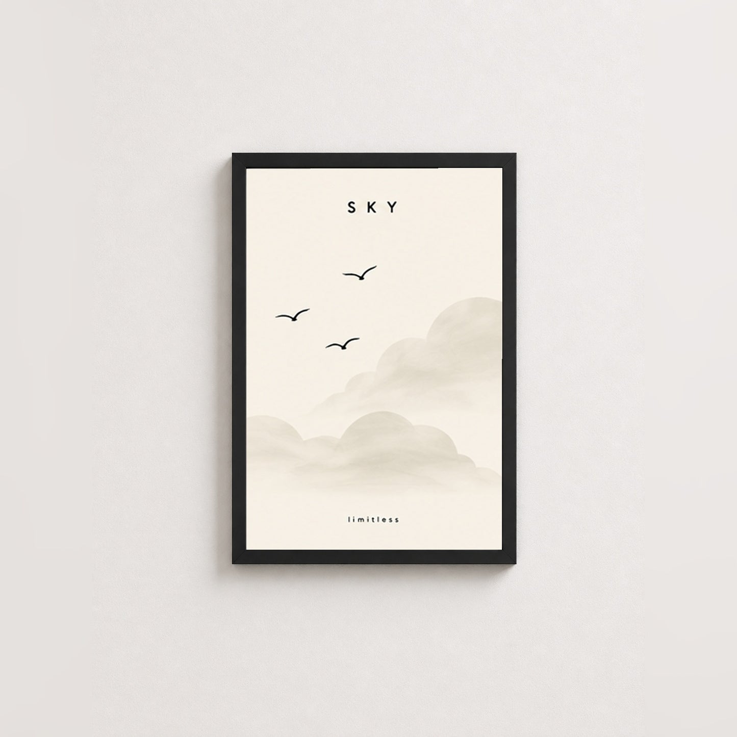 Gökyüzü Özgürlüğü – Minimal Çerçeveli Poster — Siyah — Paspartusuz — TabloLab