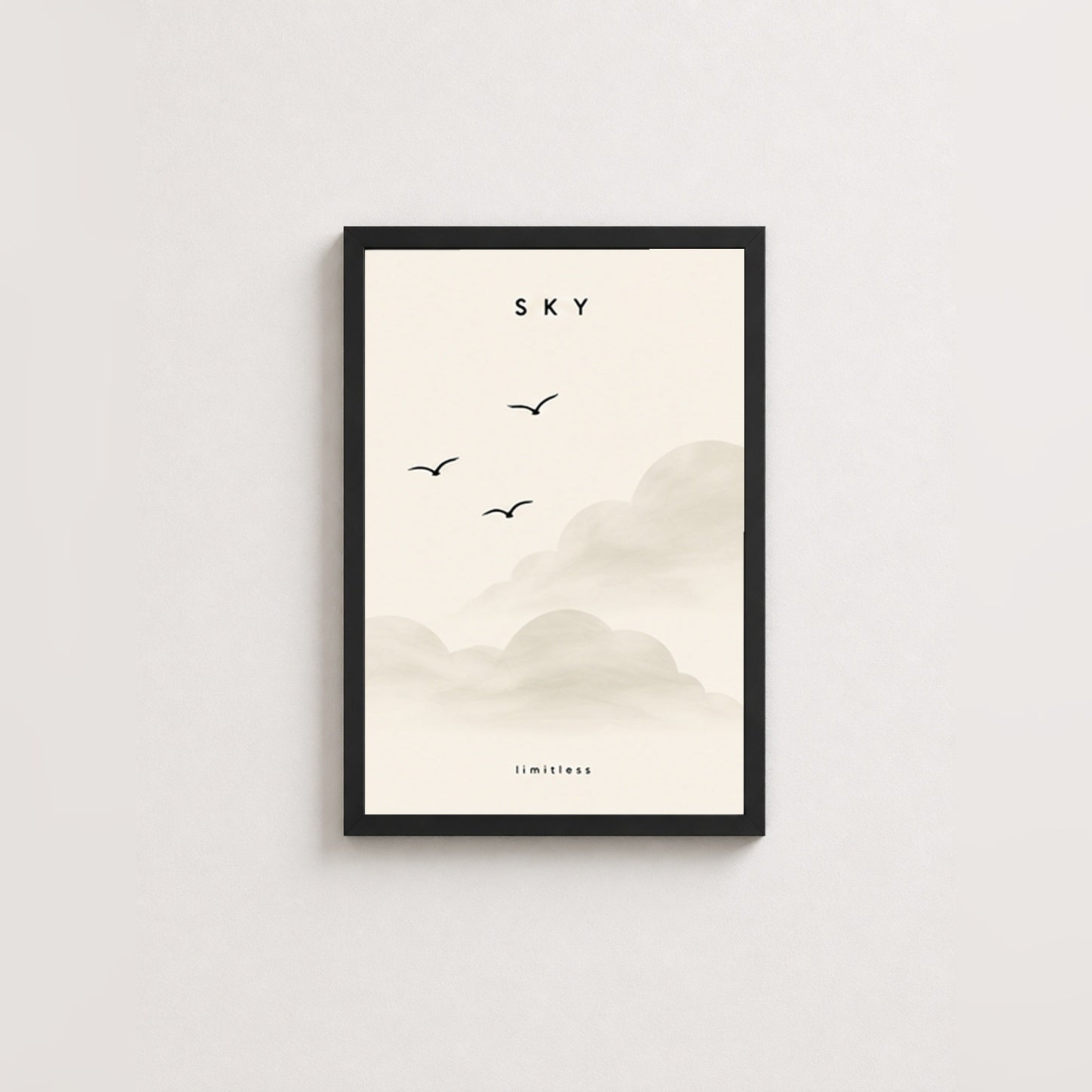 Gökyüzü Özgürlüğü – Minimal Çerçeveli Poster — Siyah — Paspartusuz — TabloLab