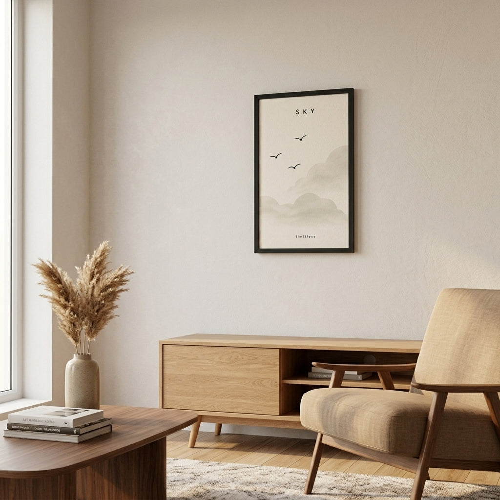 Gökyüzü Özgürlüğü – Minimal Çerçeveli Poster — Siyah — Paspartusuz — TabloLab