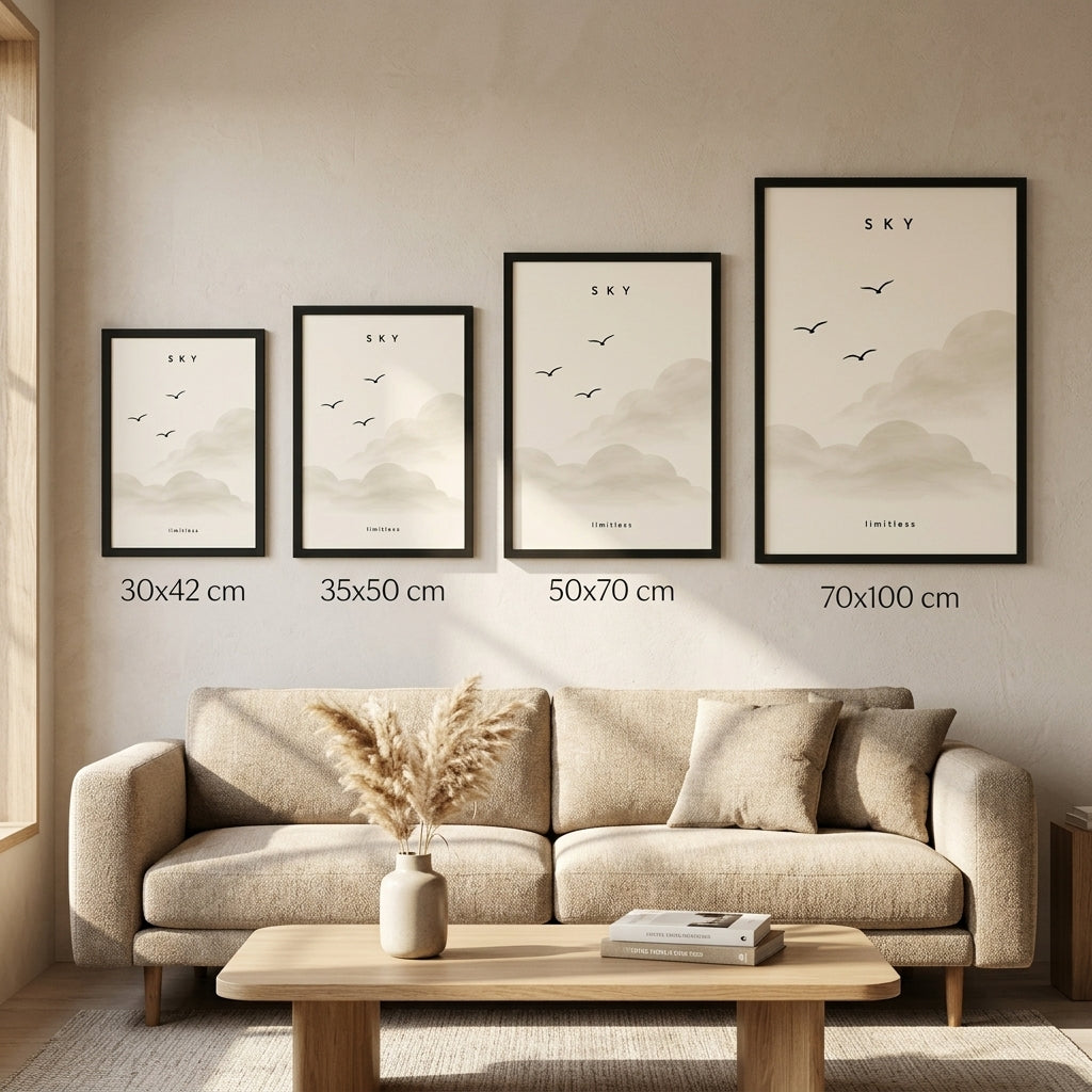 Gökyüzü Özgürlüğü – Minimal Çerçeveli Poster — Siyah — Paspartusuz — TabloLab