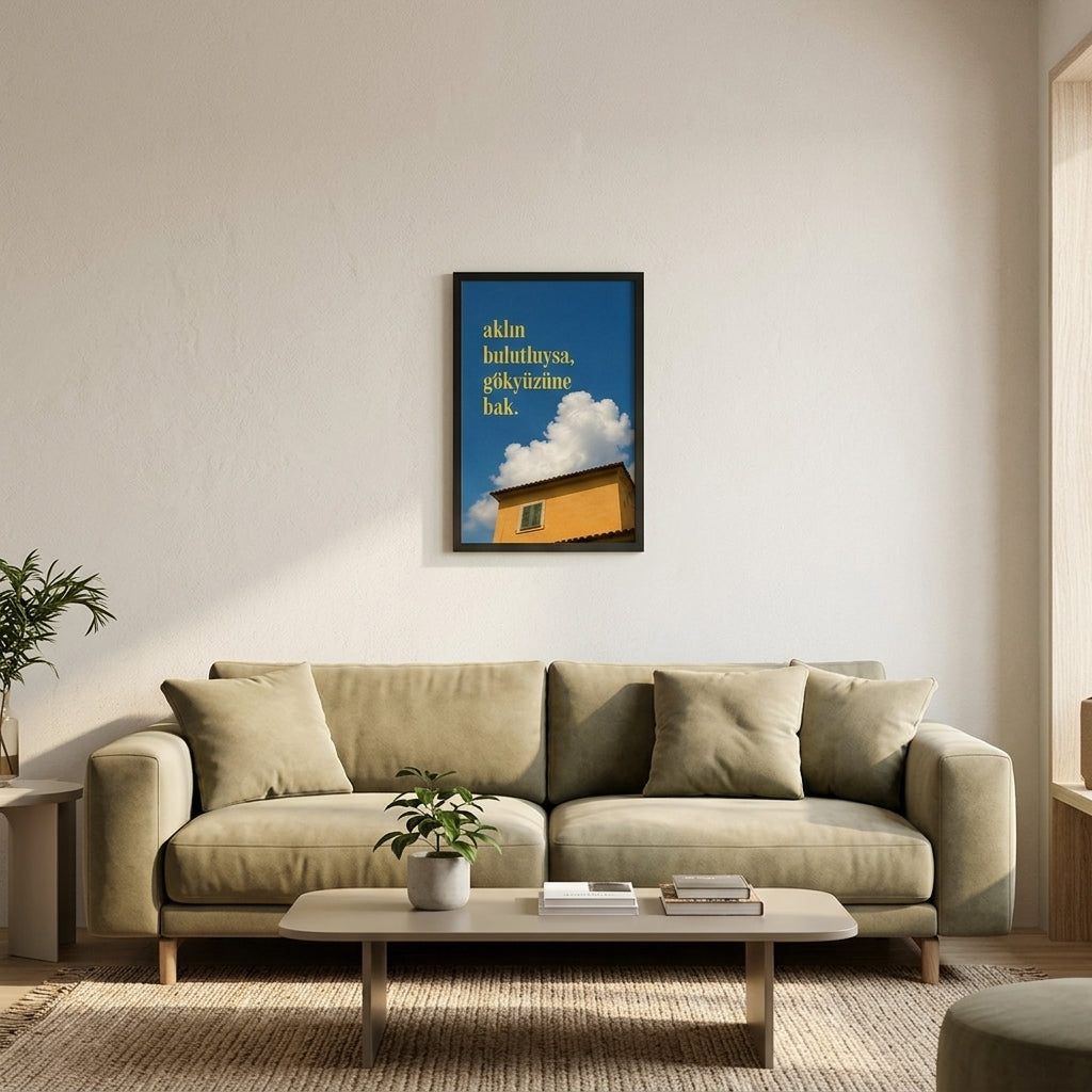 Gökyüzüne Bak – Modern Çerçeveli Poster — Siyah — Tam Baskı — TabloLab