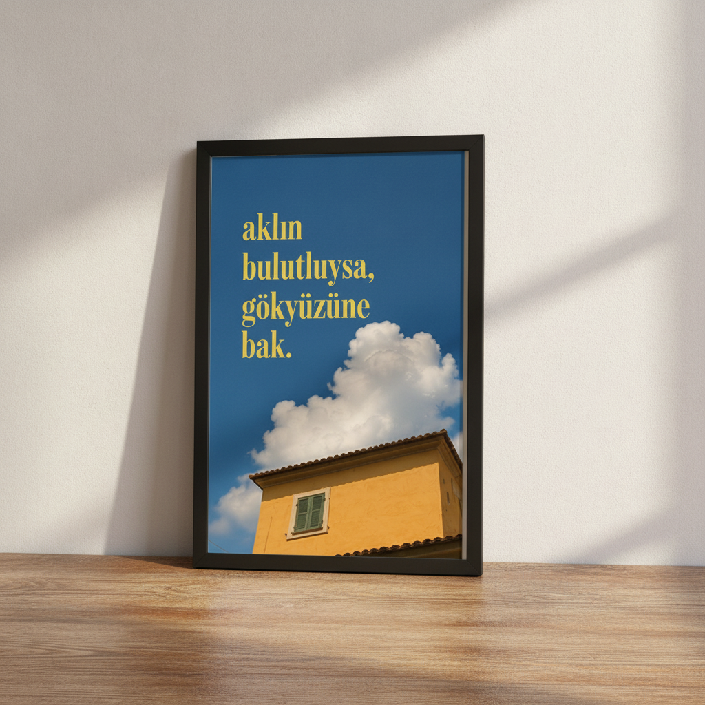Gökyüzüne Bak – Modern Çerçeveli Poster — Siyah — Tam Baskı — TabloLab