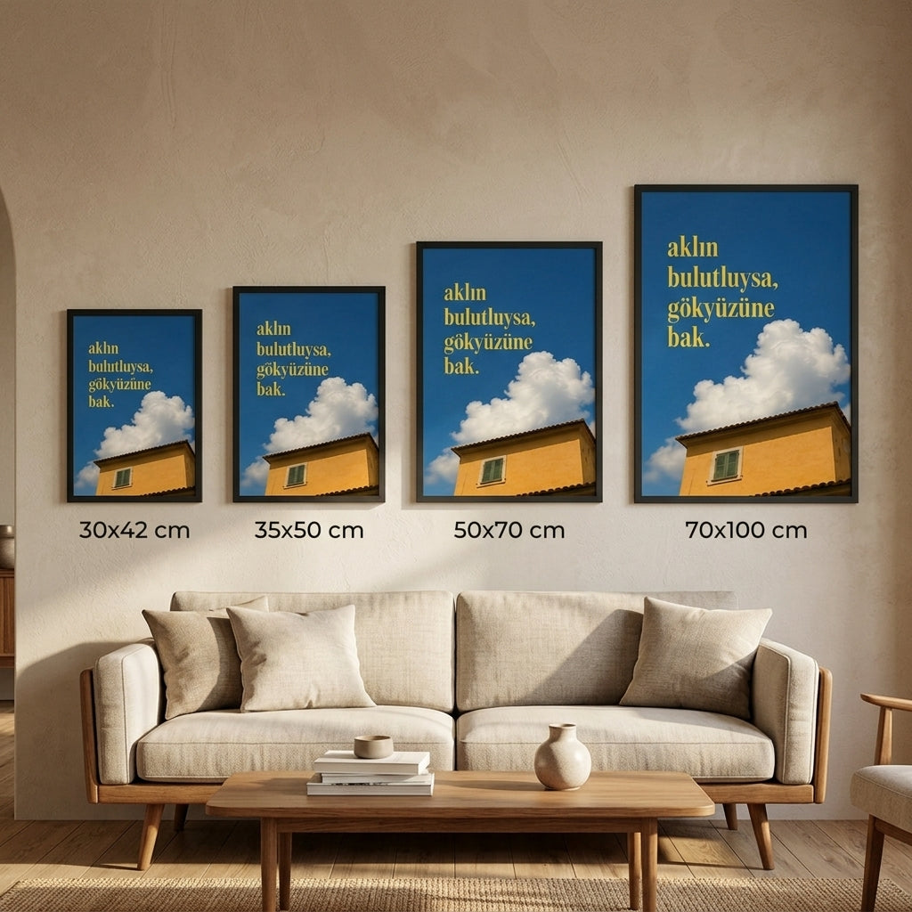 Gökyüzüne Bak – Modern Çerçeveli Poster — Siyah — Tam Baskı — TabloLab