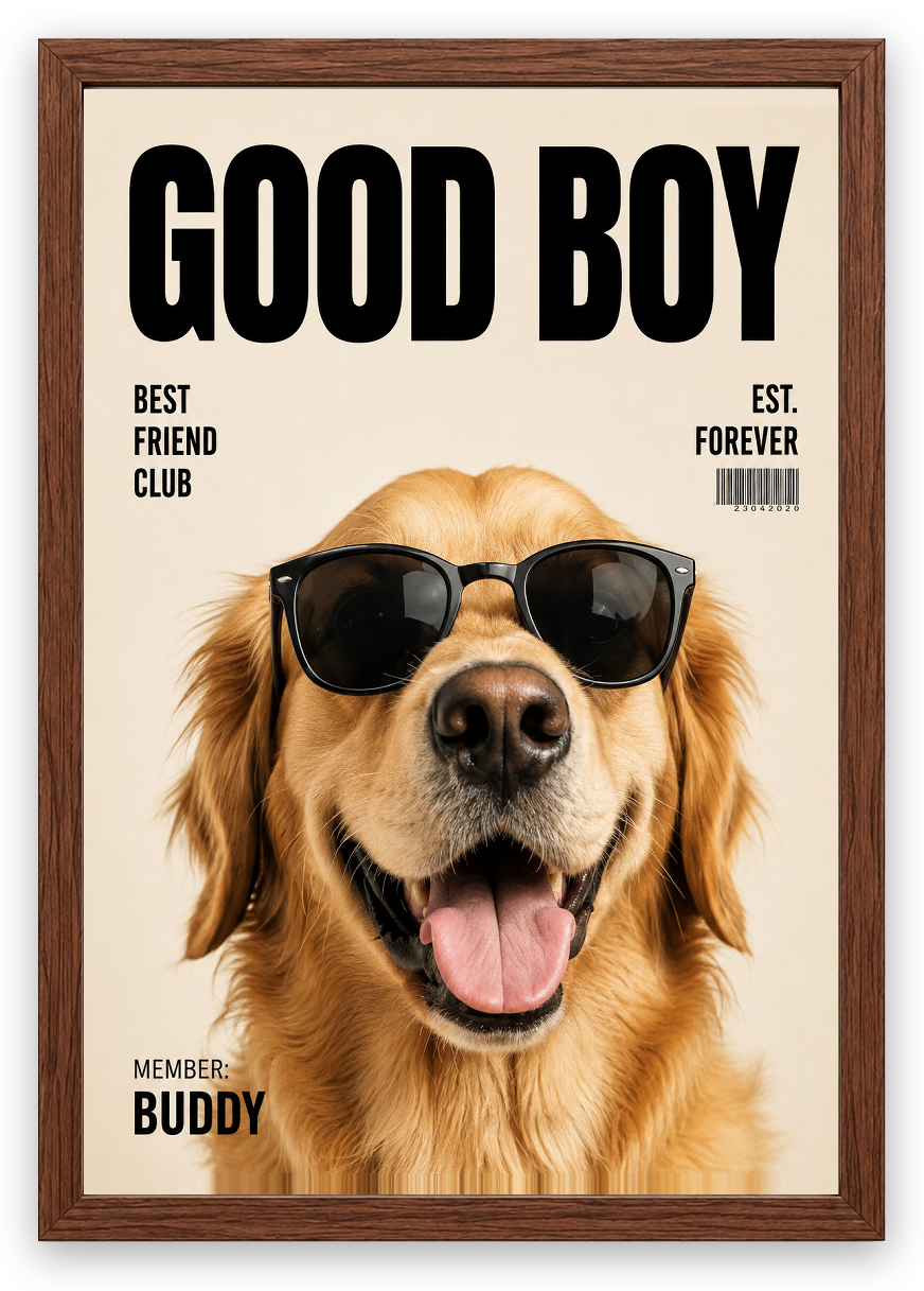 Good Boy Best Friend Poster — Ceviz Çerçeve — TabloLab