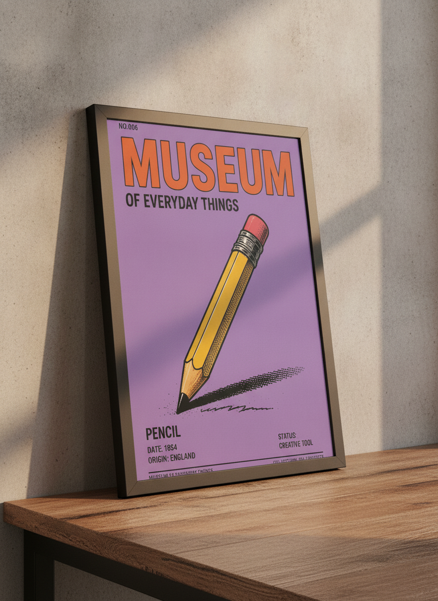 Günlük Objeler Müzesi – Retro Çerçeveli Poster — Siyah Çerçeve — TabloLab