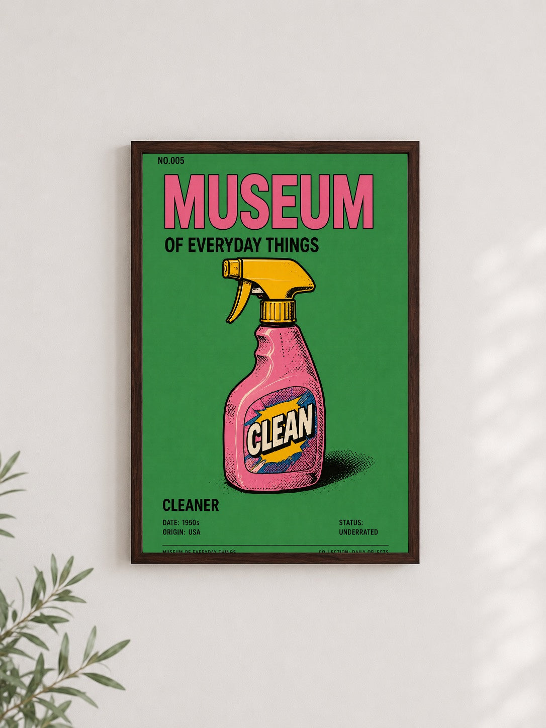 Günlük Temizlik Sanatı – Retro Çerçeveli Poster — Ceviz Çerçeve — TabloLab