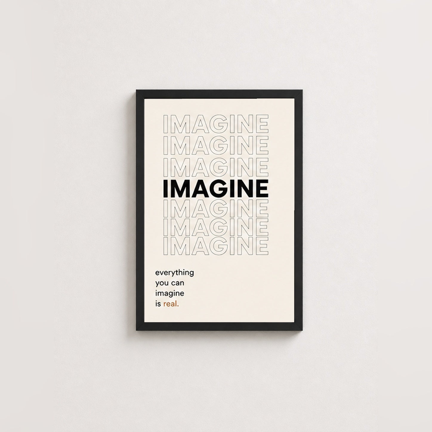 Hayal Gücünün Gücü – Minimal Çerçeveli Poster — Siyah — Tam Baskı — TabloLab