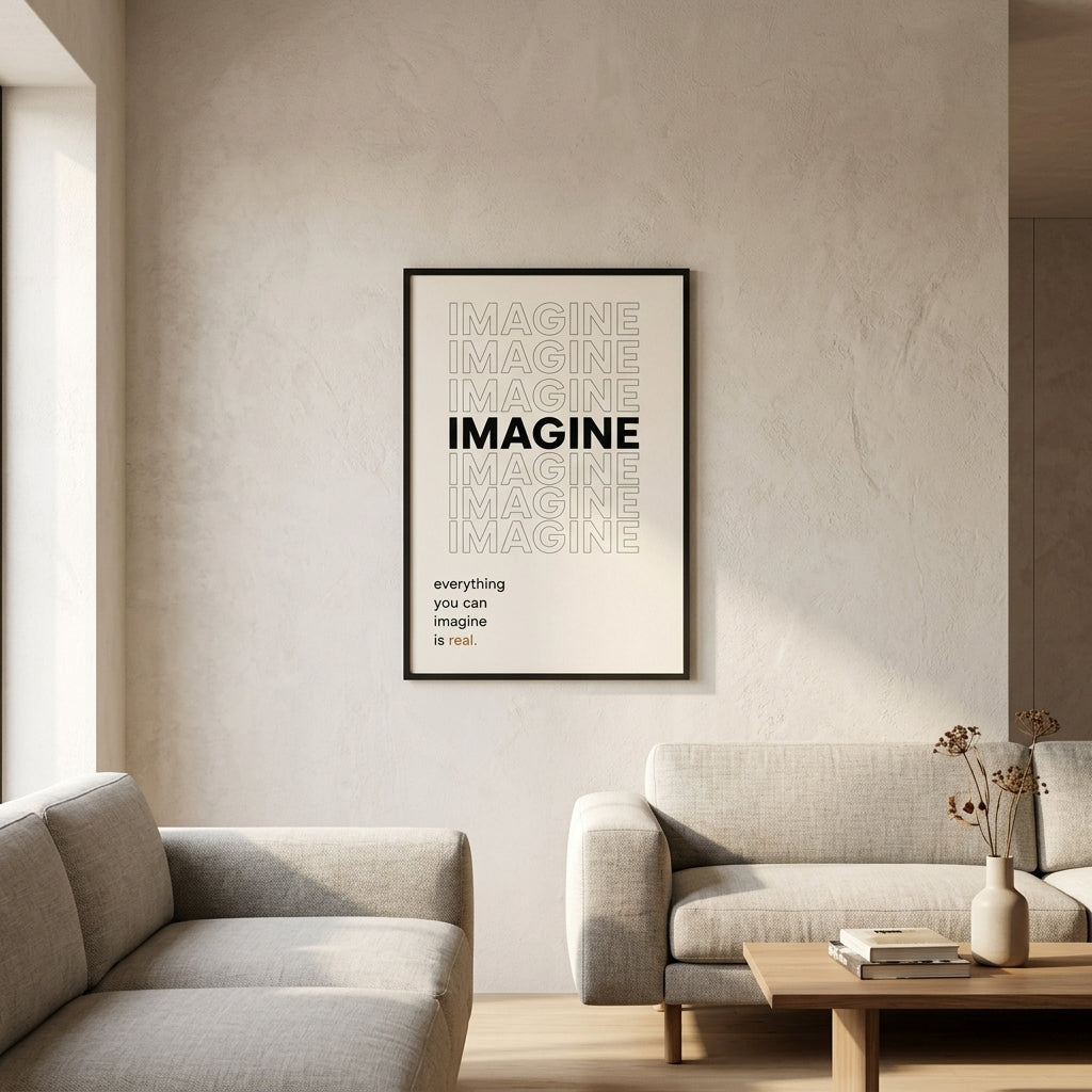 Hayal Gücünün Gücü – Minimal Çerçeveli Poster — Siyah — Tam Baskı — TabloLab