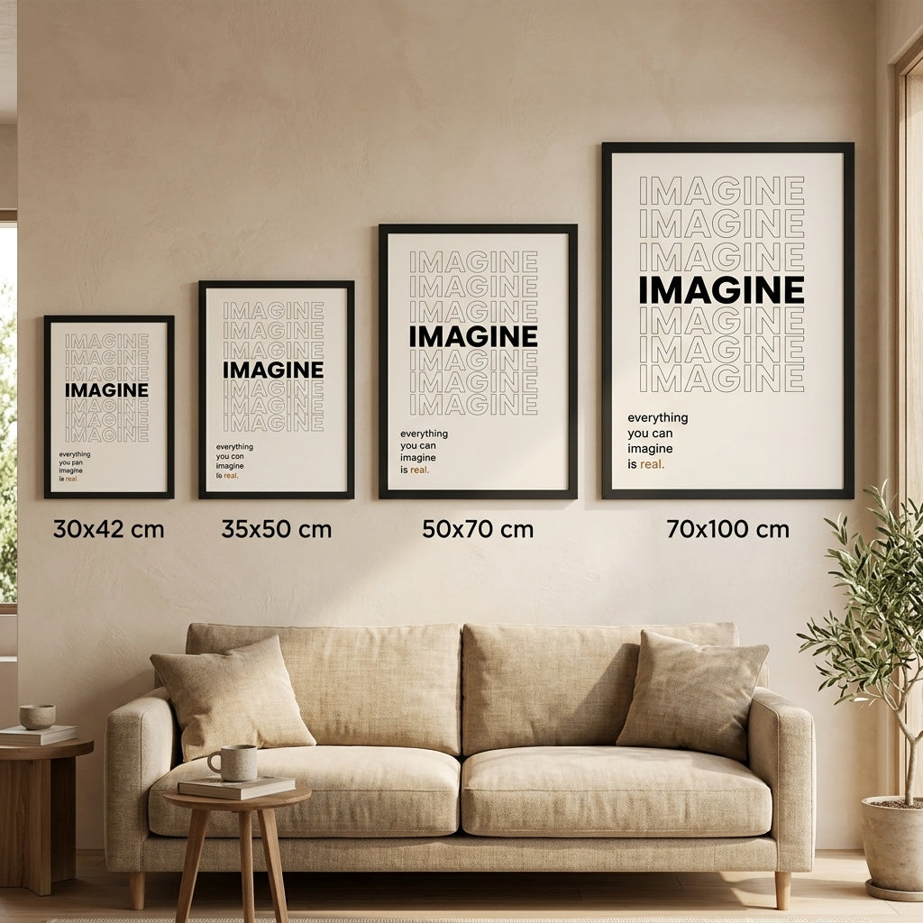 Hayal Gücünün Gücü – Minimal Çerçeveli Poster — Siyah — Tam Baskı — TabloLab