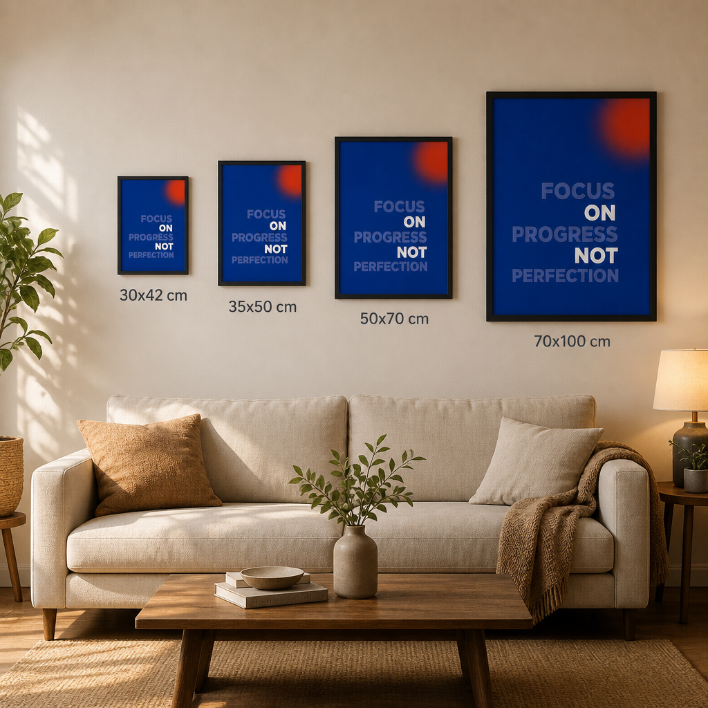 İlerlemeye Odaklan – Modern Çerçeveli Poster — Siyah — Tam Baskı — TabloLab