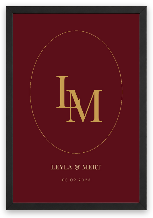 İsimlerden Monogram – Kişiselleştirilebilir Poster — Siyah — Tam Baskı — TabloLab
