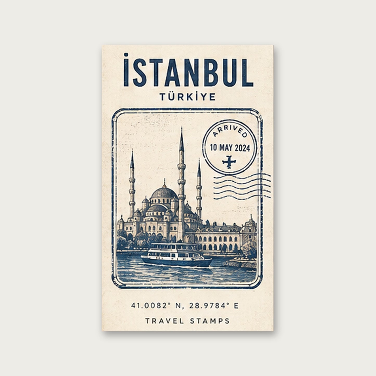 İstanbul Hatırası – Vintage Çerçeveli Poster — Çerçevesiz — Paspartusuz — TabloLab