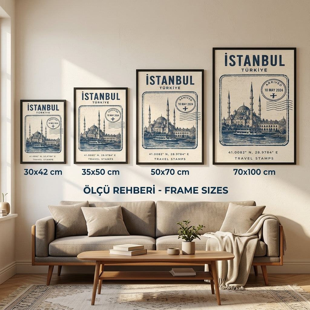 İstanbul Hatırası – Vintage Çerçeveli Poster — Siyah — Paspartusuz — TabloLab