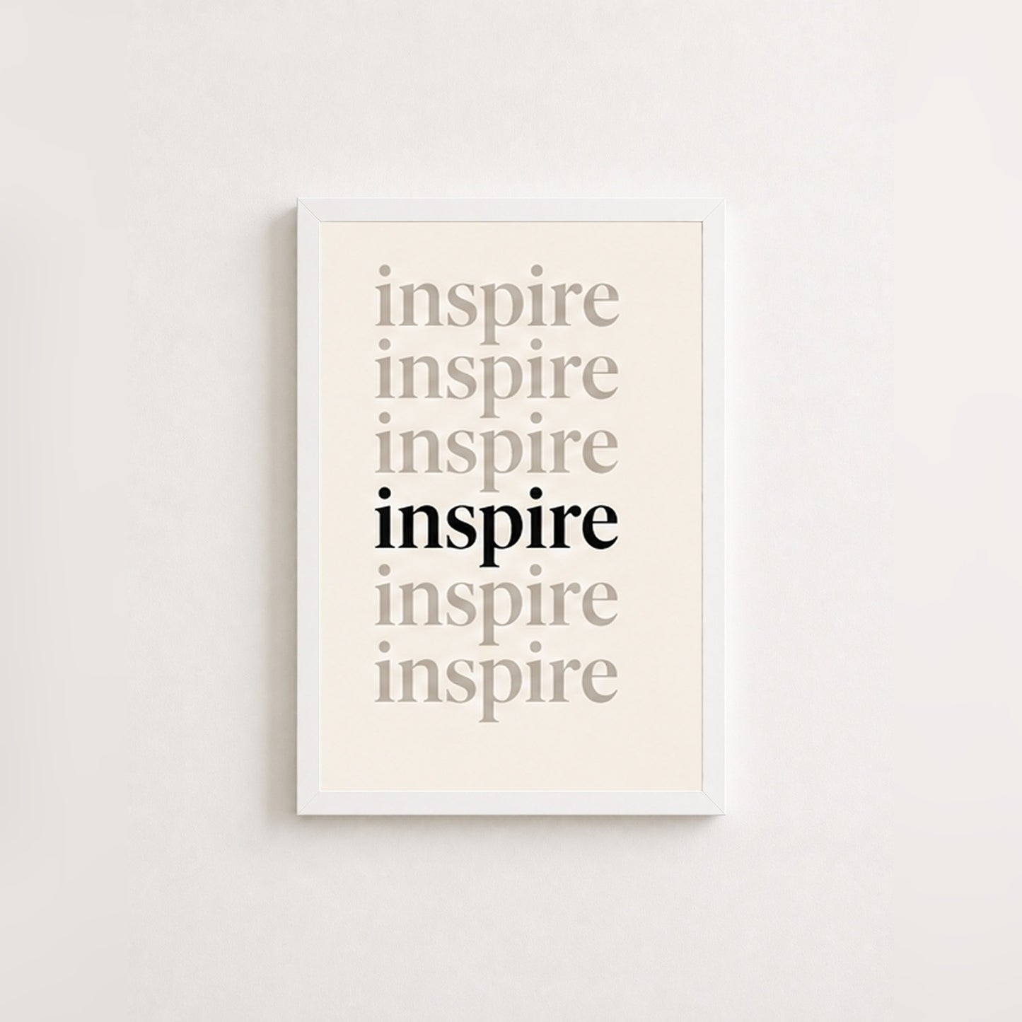 Inspire – Modern Çerçeveli Poster — Beyaz — Tam Baskı — TabloLab