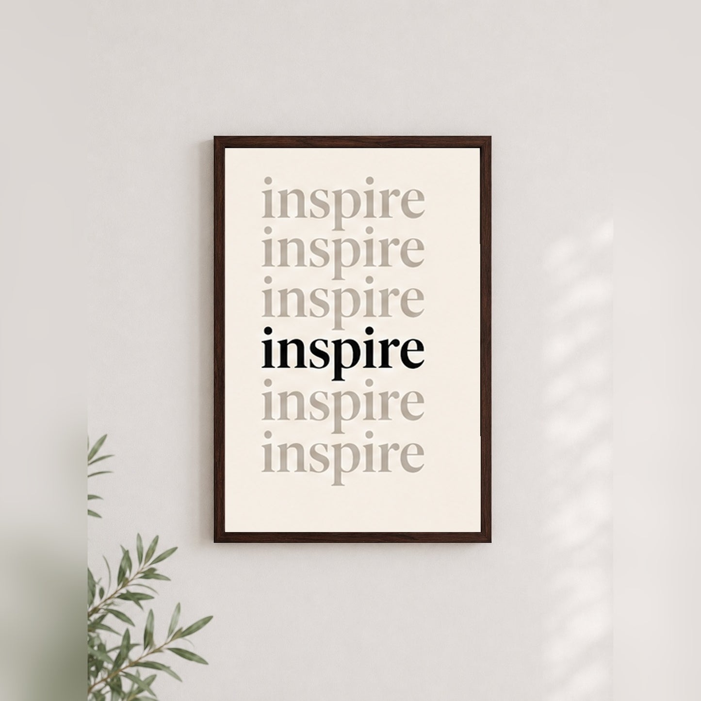 Inspire – Modern Çerçeveli Poster — Ceviz — Tam Baskı — TabloLab