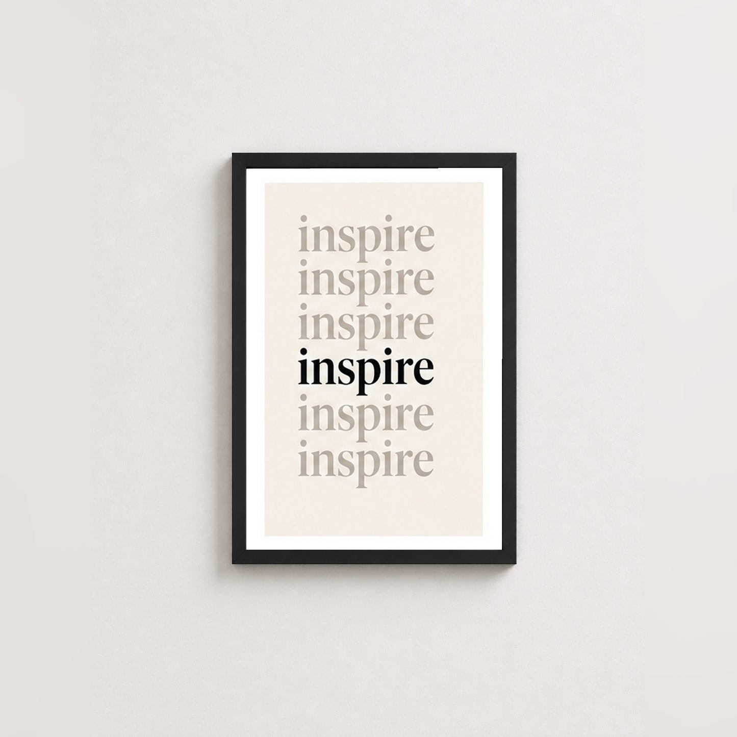 Inspire – Modern Çerçeveli Poster — Siyah — Beyaz Kenarlı — TabloLab