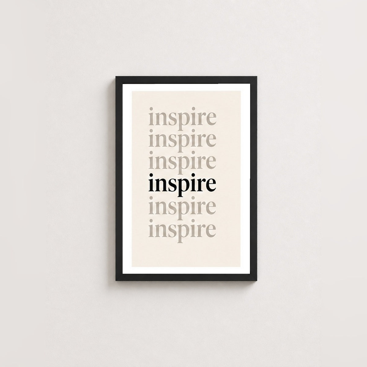 Inspire – Modern Çerçeveli Poster — Siyah — Beyaz Kenarlı — TabloLab