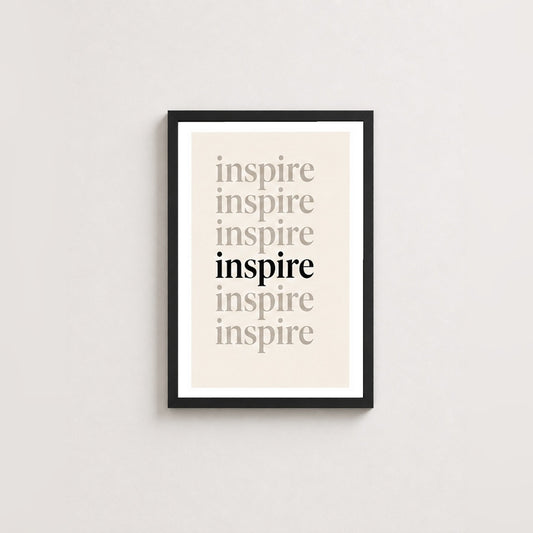 Inspire – Modern Çerçeveli Poster — Siyah — Beyaz Kenarlı — TabloLab