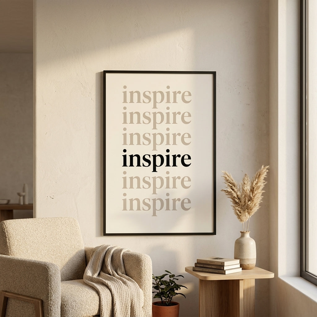 Inspire – Modern Çerçeveli Poster — Siyah — Tam Baskı — TabloLab