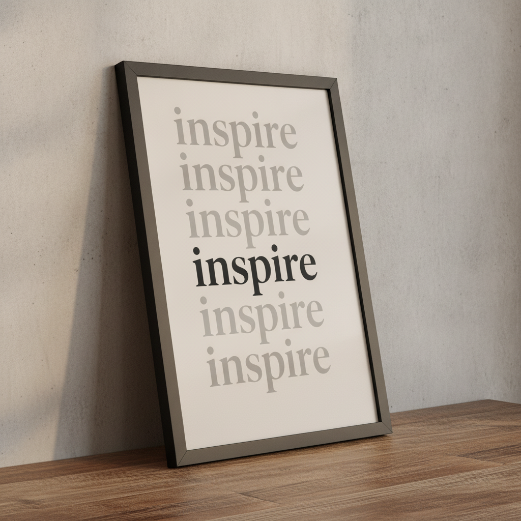 Inspire – Modern Çerçeveli Poster — Siyah — Tam Baskı — TabloLab