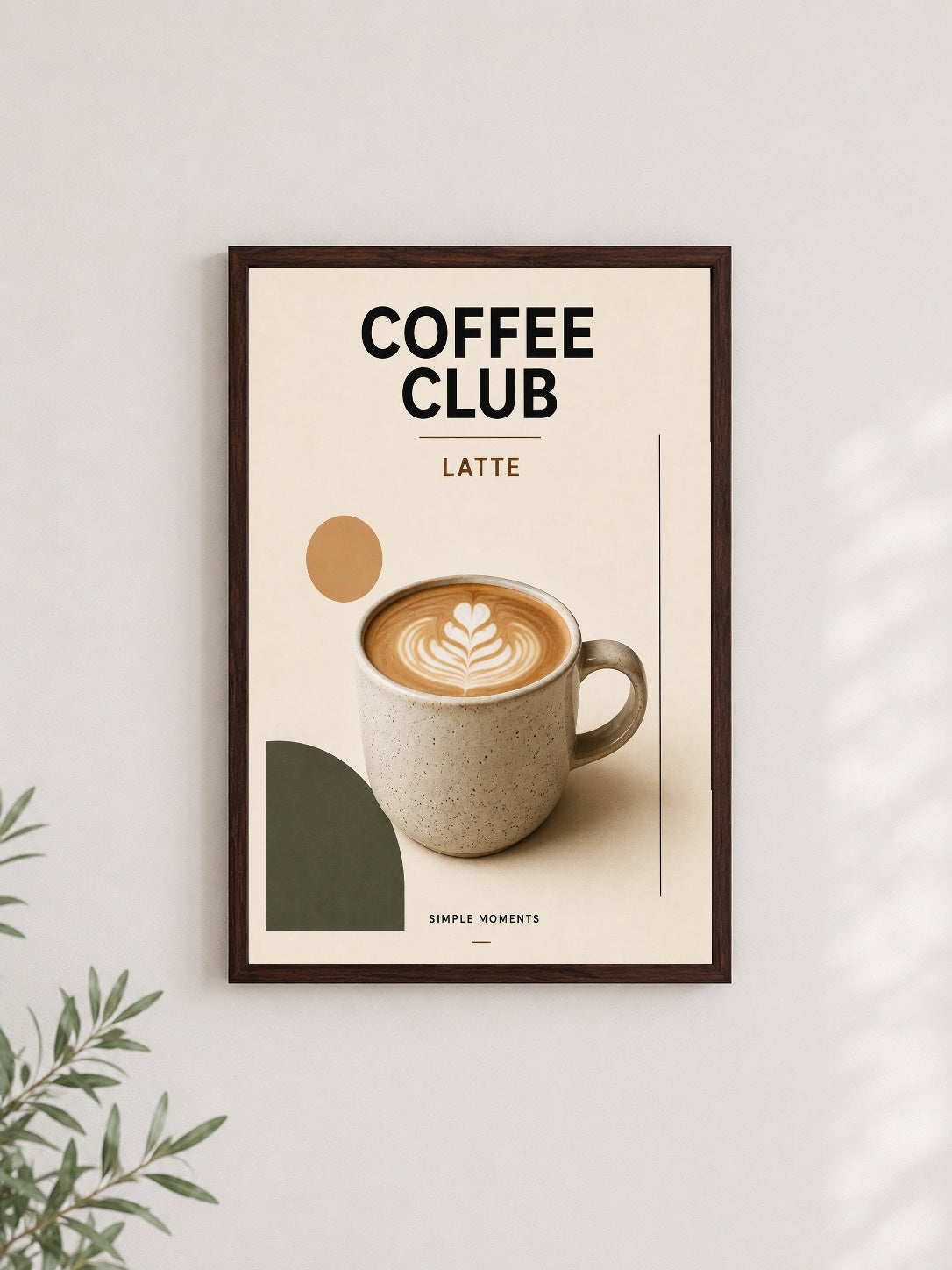 Kahve Anları – Minimal Çerçeveli Poster — Ceviz Çerçeve — TabloLab