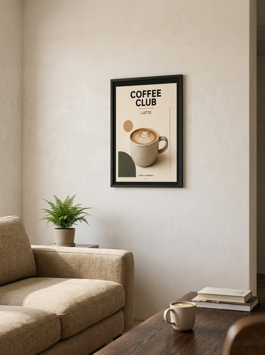 Kahve Anları – Minimal Çerçeveli Poster — Siyah Çerçeve — TabloLab