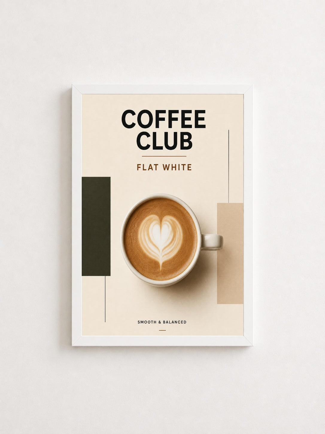 Kahve Kulübü – Modern Çerçeveli Poster — Beyaz Çerçeve — TabloLab