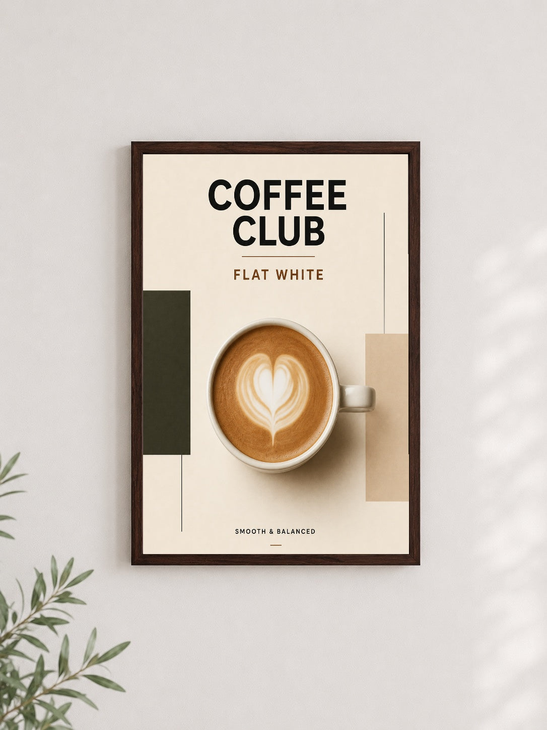 Kahve Kulübü – Modern Çerçeveli Poster — Ceviz Çerçeve — TabloLab