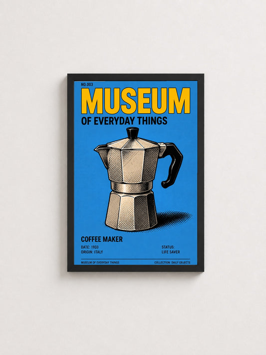 Kahve Makinesi – Vintage Çerçeveli Poster — Siyah Çerçeve — TabloLab