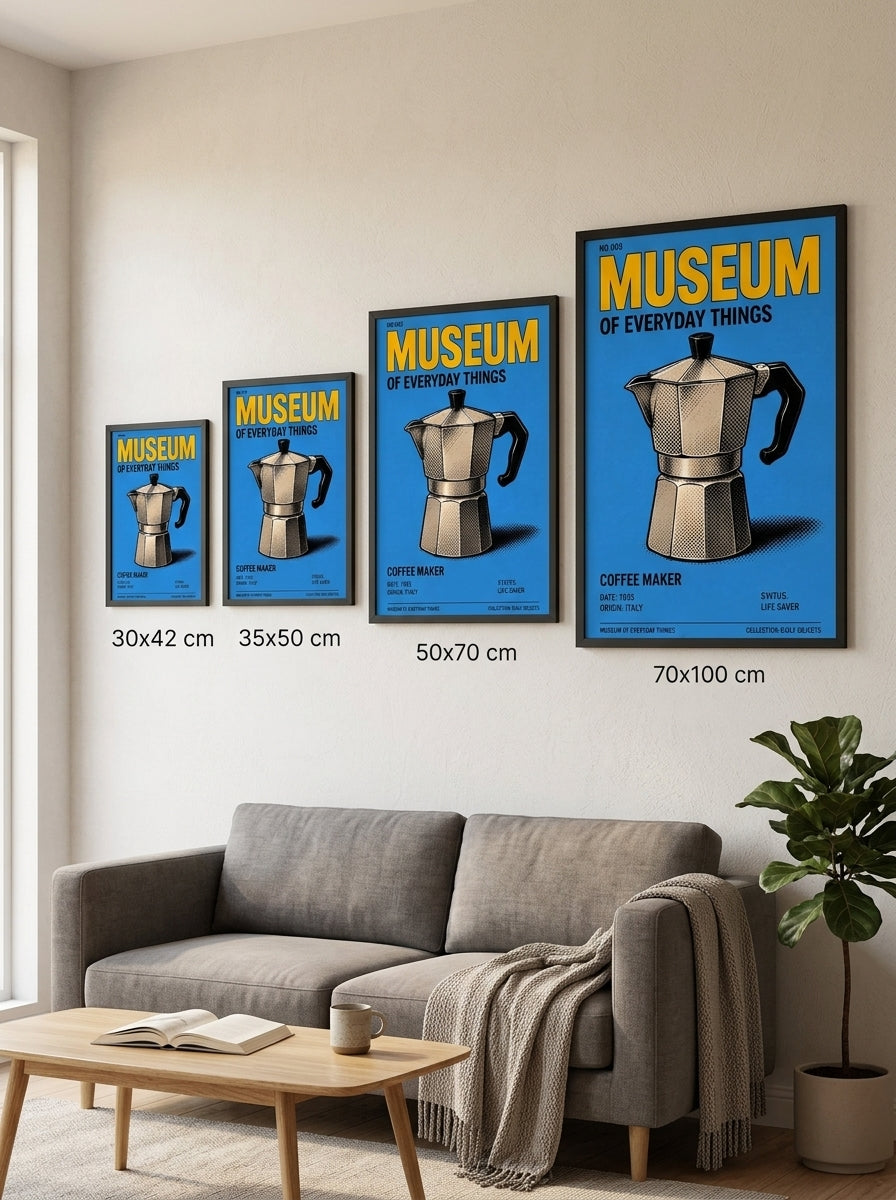 Kahve Makinesi – Vintage Çerçeveli Poster — Siyah Çerçeve — TabloLab