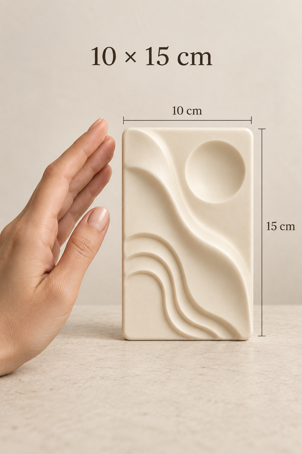 Dalga · 10 × 15 cm · ölçü rehberi · dijital görselleştirme