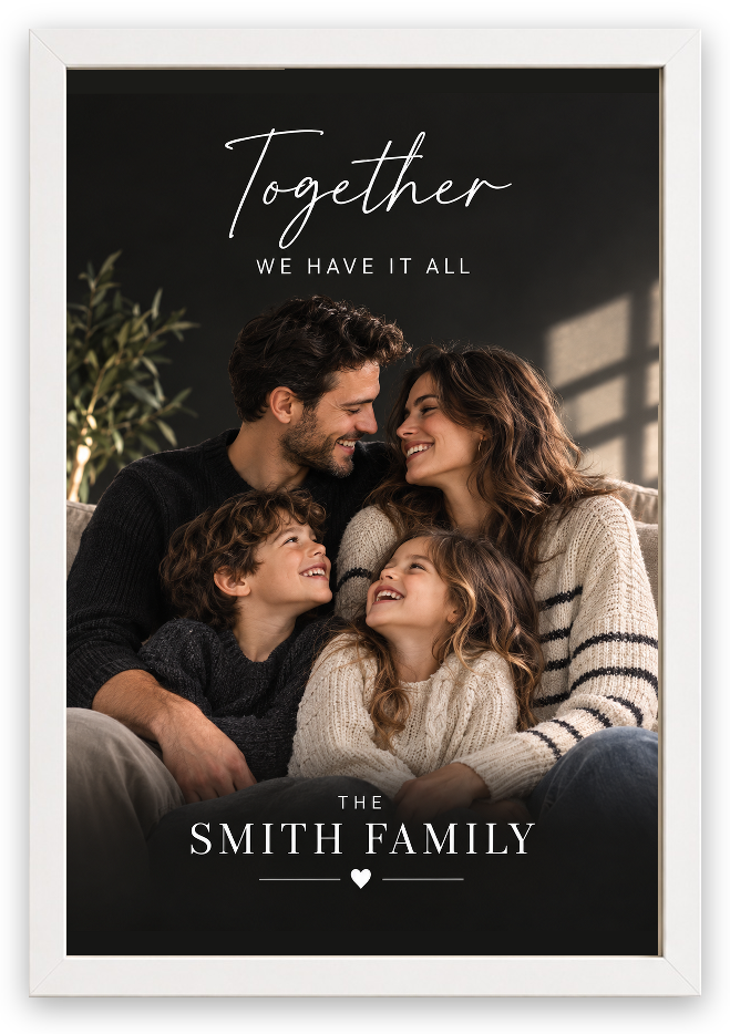 Kişisel Aile Posteri — Beyaz Çerçeve — TabloLab