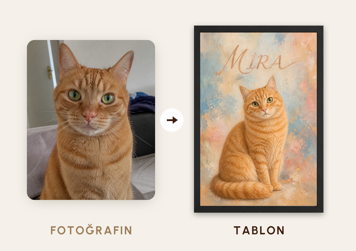 Kişiselleştirilebilir Klasik Pet Portresi — fotoğraftan tabloya örnek: MIRA — TabloLab