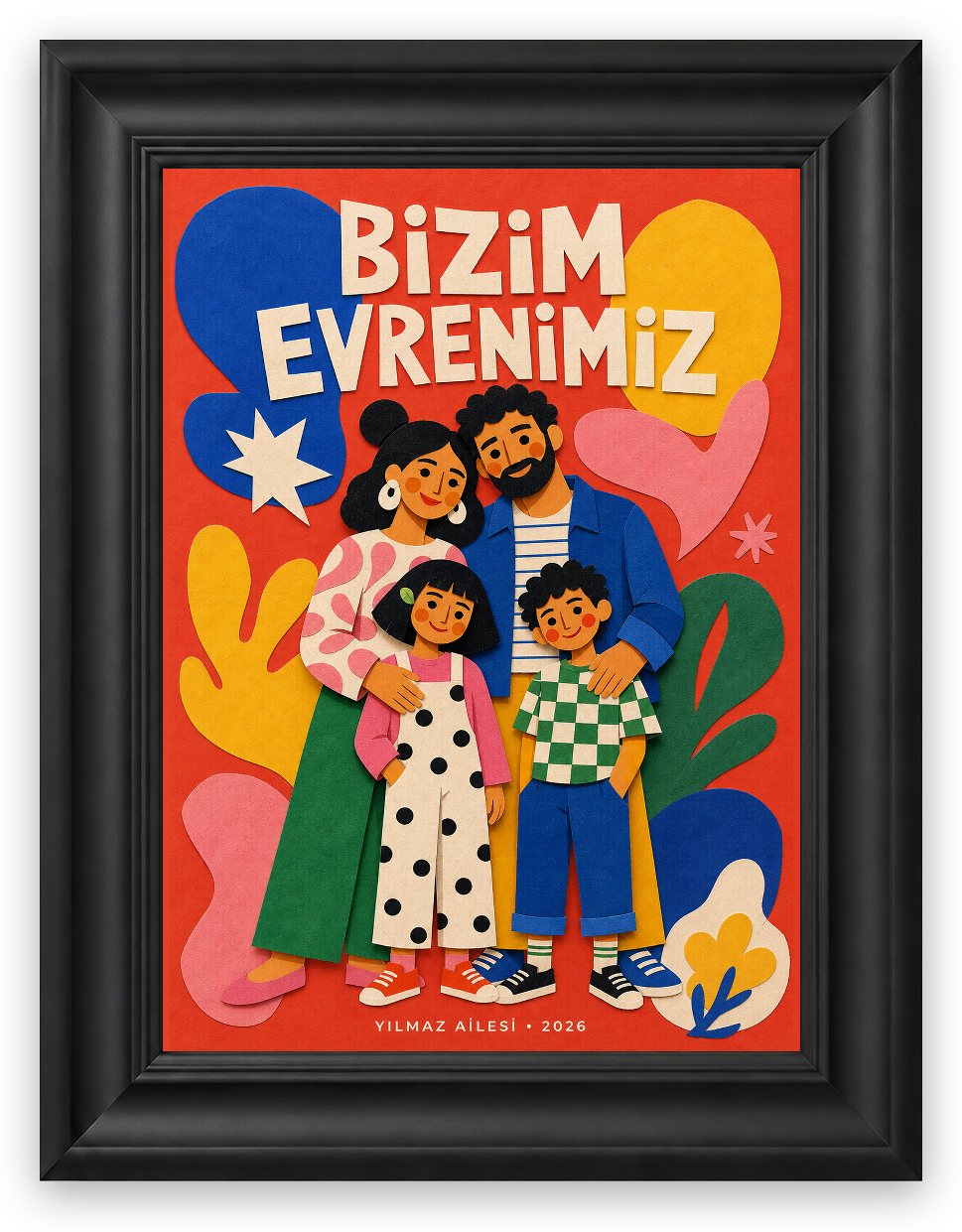Kişiye Özel Renkli Aile Tablosu — Galeri Çerçeve — TabloLab