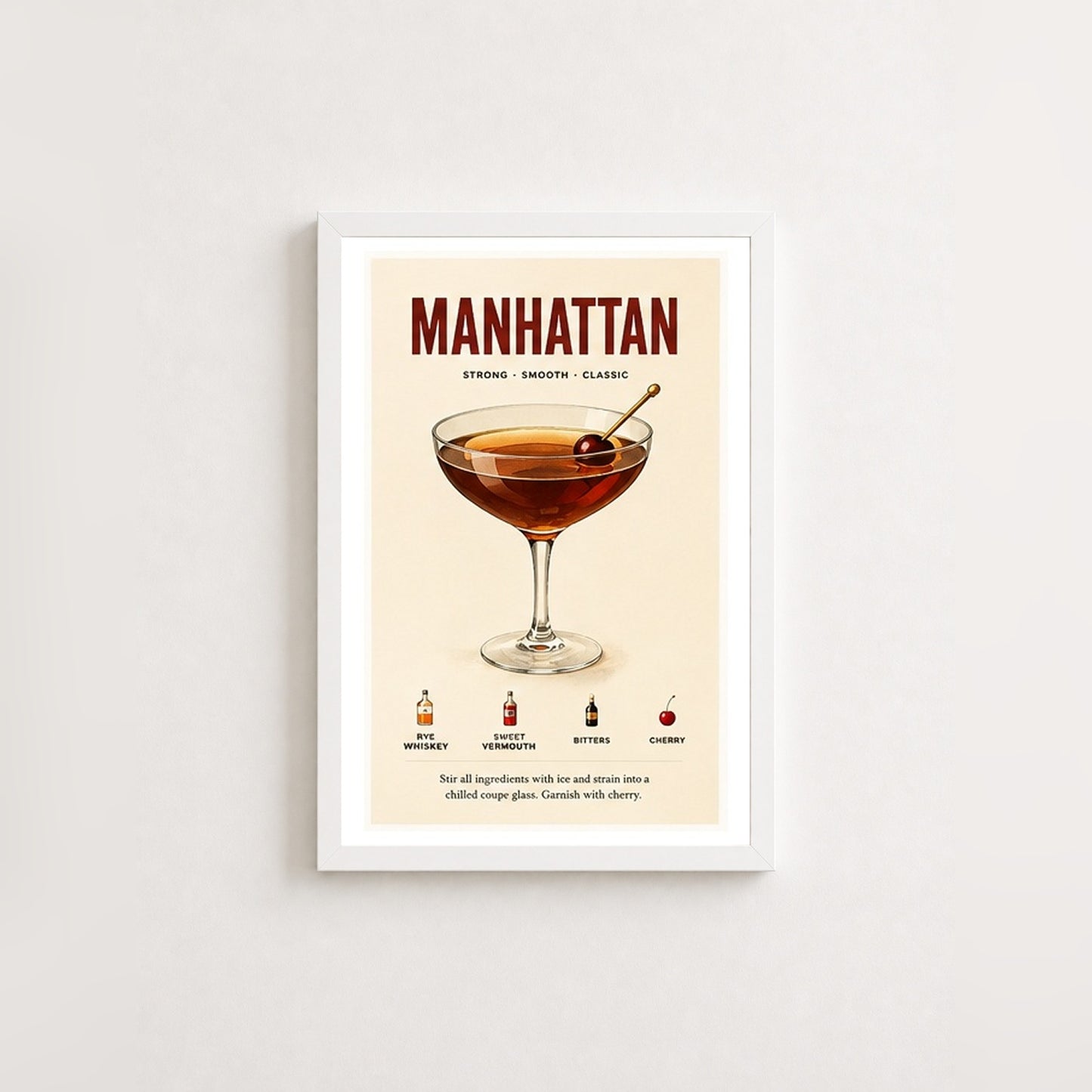 Klasik Manhattan – Retro Çerçeveli Poster — Beyaz — Paspartulu — TabloLab